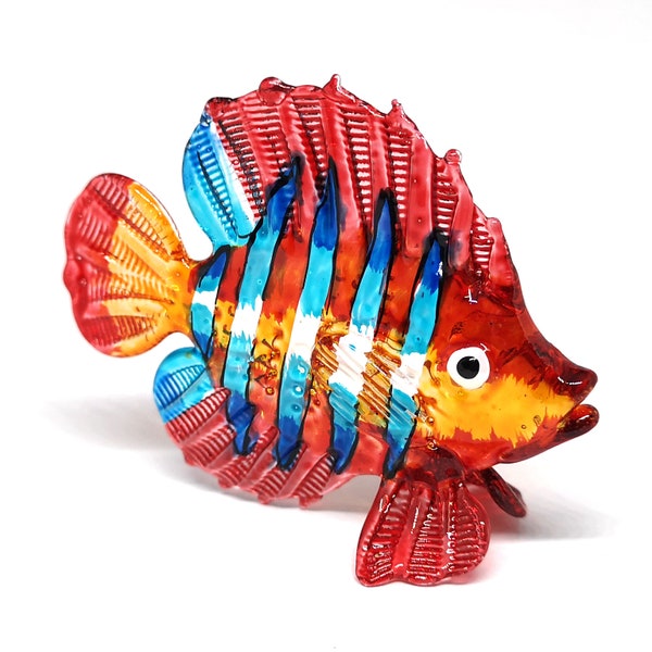 ZOOCRAFT Tropical Glass Sea Fish Figurine Red Hand Blown Art Sealife Collectible Miniature Aquarium Decor