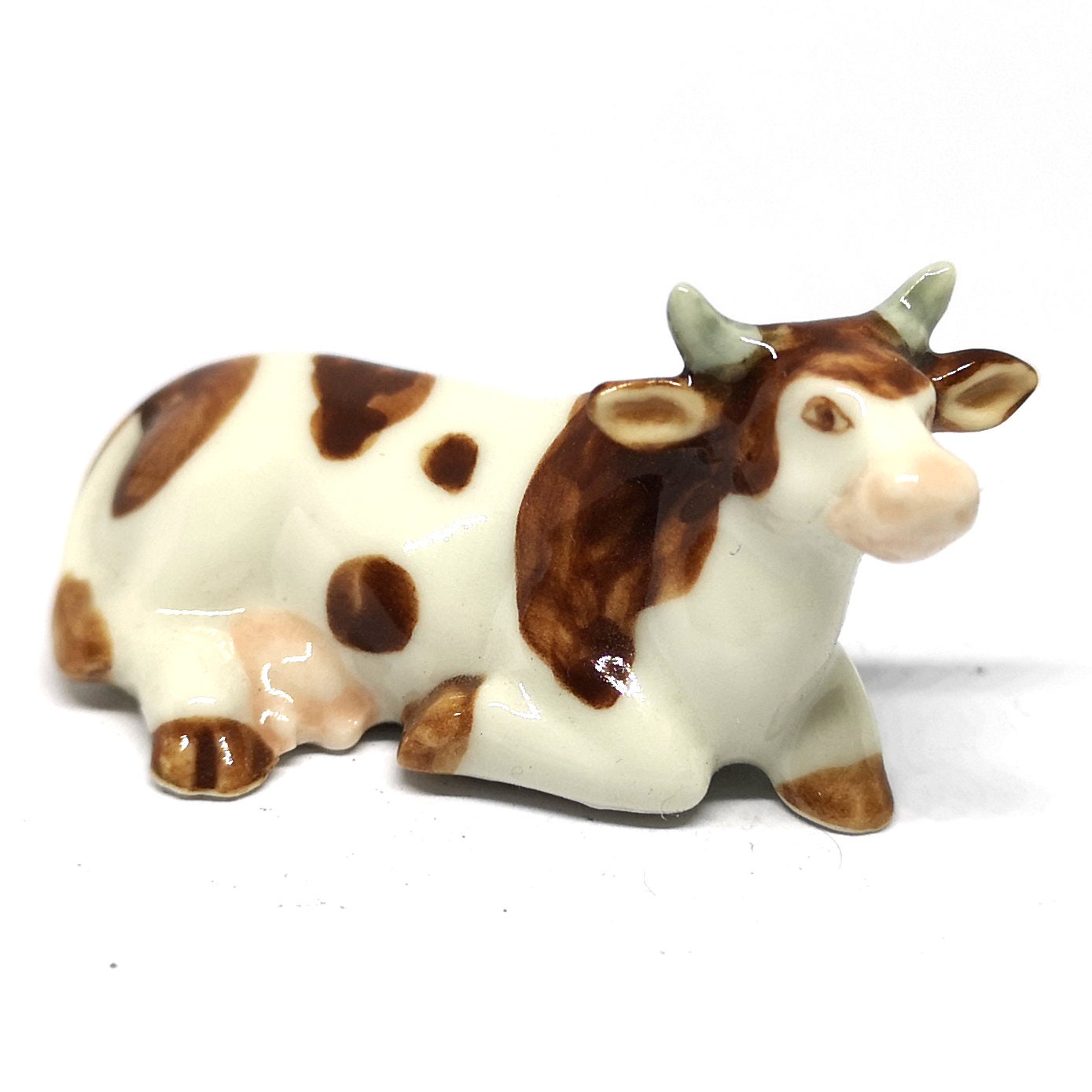 ZOOCRAFT Cute Cow Ceramic Figurine Vintage Farm Animal Etsy