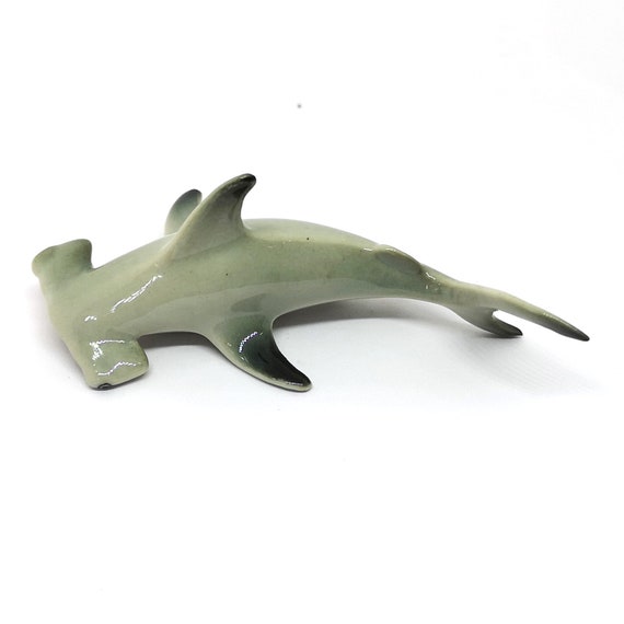 ZOOCRAFT Hammerhead Shark Figurine Blown Glass Blue Sealife Collectible Miniature Aquarium Decor
