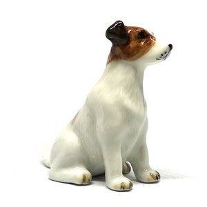 Ceramic Jack Russell Terrier Figurine Sitting Hand Painted Miniatures Collectible Personalized Gifts