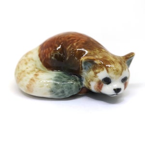 ZOOCRAFT Ceramic Red Panda Figurine Animal Standing Craft Miniature Collectible Porcelain DIY Craft Gift