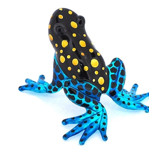 Glass Frog Figurines Collectibles - Hand Blown Painted Art - Poison Dart Frog Animals Miniature - Garden Decor Animal - Personalized Gift