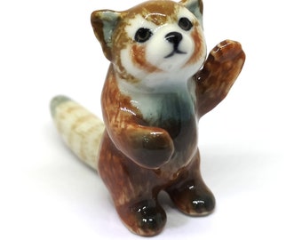 ZOOCRAFT Ceramic Red Panda Figurine Animal Standing Craft Miniature Collectible Porcelain DIY Gift