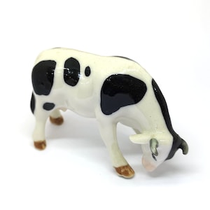 Handmade Ceramic Cow Figurine: Farm Animal Decor, Collectible Miniature