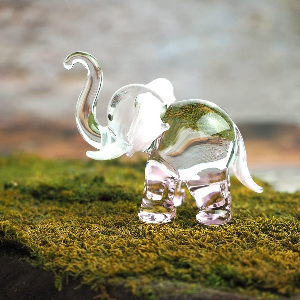 ZOOCRAFT Unique Hand-made Glass Elephant Figurines, Pink, Symbol