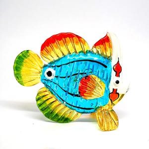 Glass Sea Fish Figurine Blue - Hand Blown - Ocean Style Miniature Sculpture - Aquarium Decorative - Personalized Gift