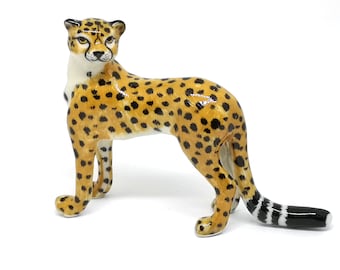 ZOOCRAFT Ceramic Leopard Tiger Figurine Wildlife Decor Hand Painted Porcelain Collectible Totem