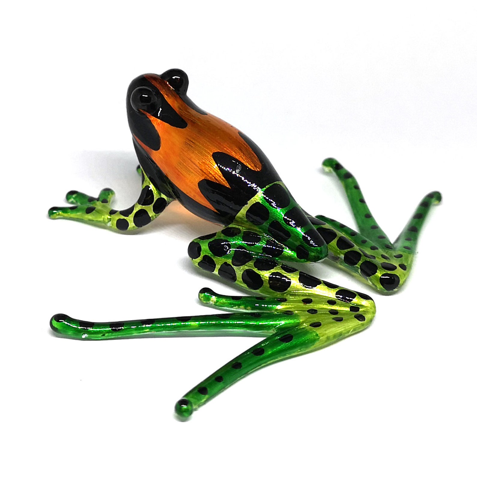 ZOOCRAFT Collectible Frog Figurines Green Blown Glass Hand Etsy