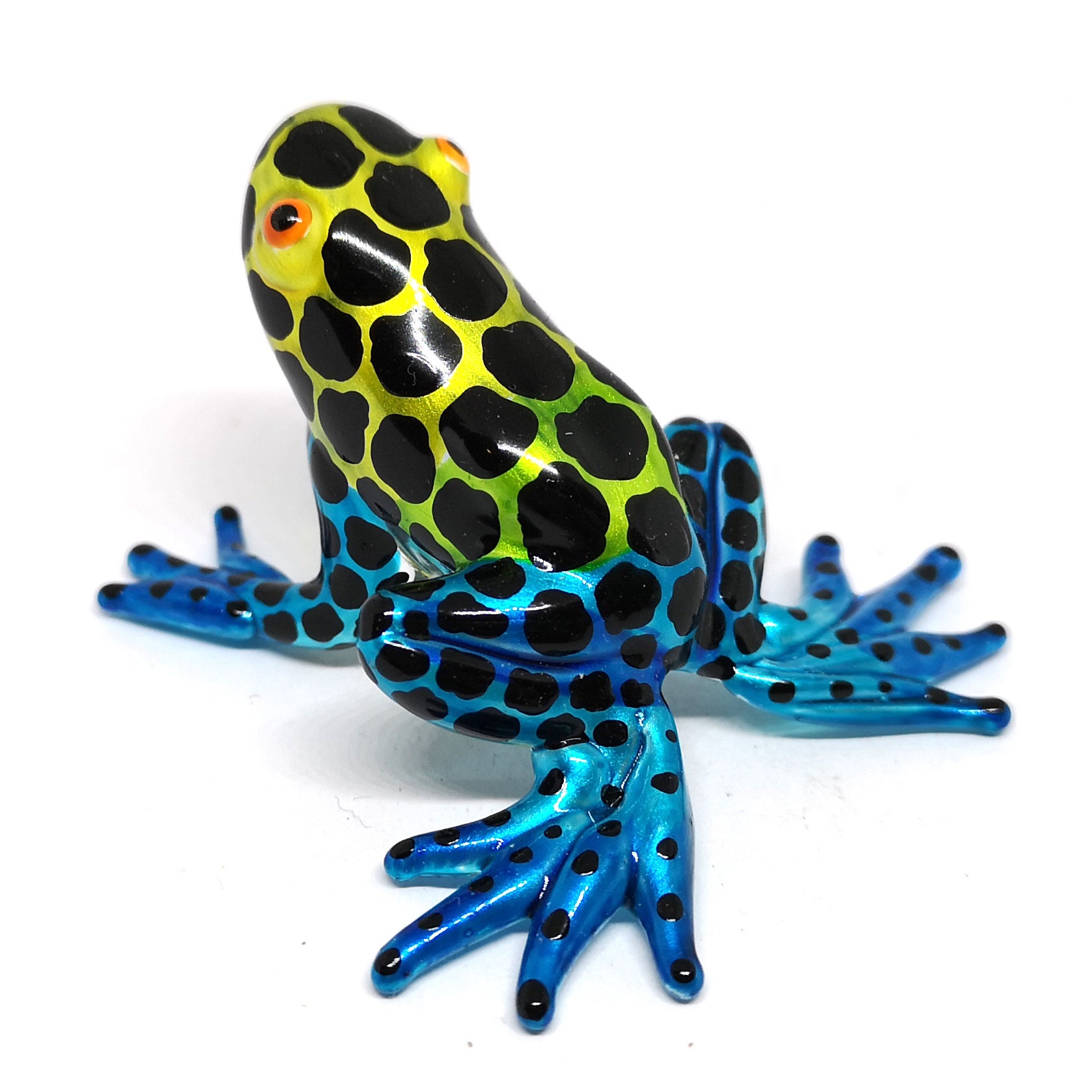 Glass Frog Figurines Collectibles Hand Blown Painted Art Etsy
