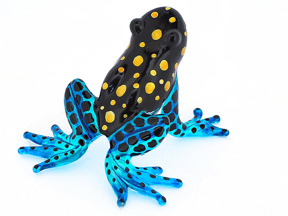 Glass Frog Figurines Collectibles Hand Blown Painted Art Etsy
