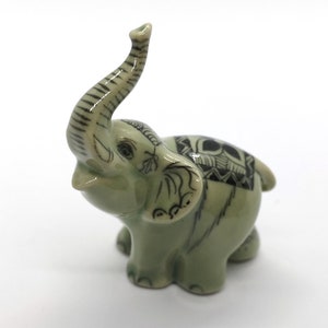 ZOOCRAFT Handmade Ceramic Elephant Figurine – Elegant Elephant Décor, Collectible Animal Miniature – Perfect Elephant Gift, Artisan Crafted