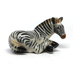 ZOOCRAFT Wildlife Ceramic Zebra Figurine Hand Painted Collectible Miniature Porcelain