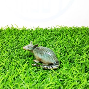 Hand-Painted Ceramic Armadillo Figurine: Collectible Miniature Animal