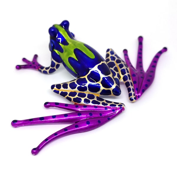 Collectible Frog Figurines Purple Blown Glass Hand Painted Animals Lovers Gift Collection Miniature Home Garden Terrarium Decor