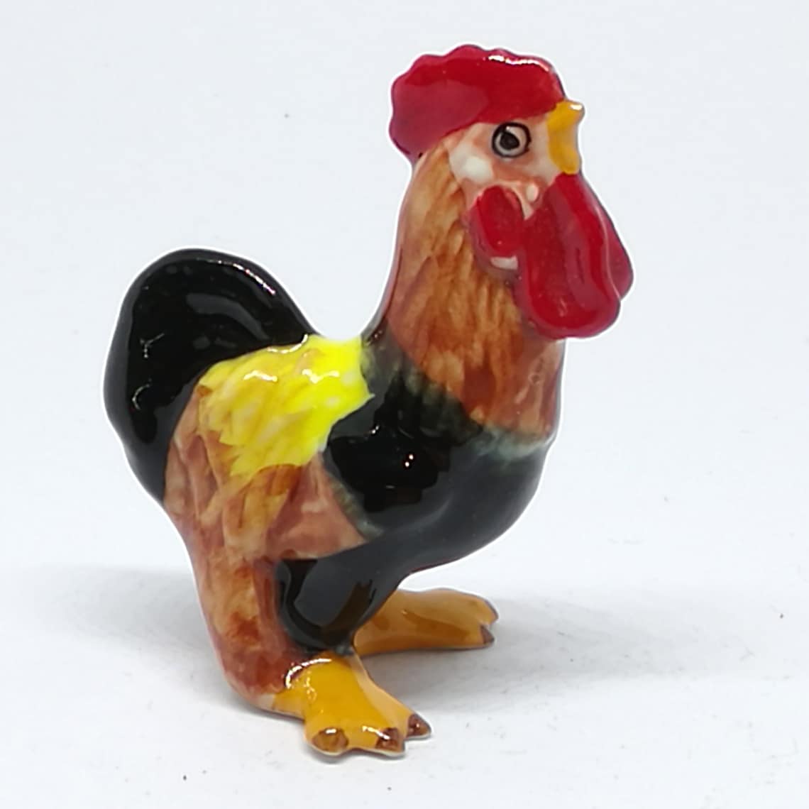 Chicken Figurines Collectibles Ceramic Rooster Hand Painted Etsy