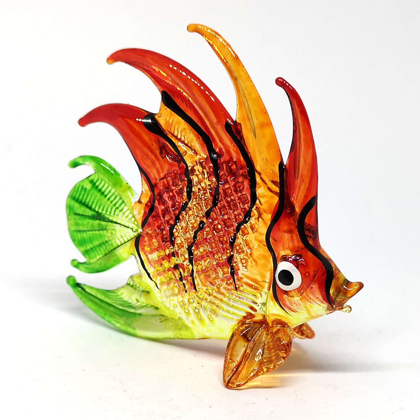 Hand Blown Glass Fish Figurine: Tropical Ocean Sculpture