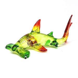 Blown Glass Hammer Head Shark Figurine - Coastal Style Miniature Handmade - Home Decorative - Personalized Gift