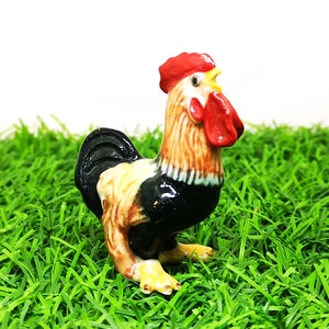 Chicken Figurines Collectibles Ceramic Rooster Hand Painted Porcelain Farm Animal  - Country Farmhouse Kitchen Decor - Personalized Gift