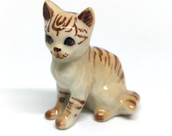 ZOOCRAFT Hand Painted Siamese Cat Figurine Brown Ceramic Porcelain Miniature Collectible