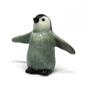 ZOOCRAFT Ceramic Penguin Baby Figurine Handmade Porcelain Miniatures Collectible Animal