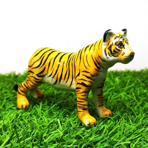 ZOOCRAFT Ceramic Bengal Tiger Figurine Miniature Handmade Wildlife Zoo Standing - Tiger Gift Decor