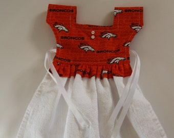 Broncos Kitchen Towel, Hanging Towel Dress, Hanging Dish Towel, Orange Tea Towel, Hand Towel, Housewarming Gift, Kitchen Decor, Gift for Her