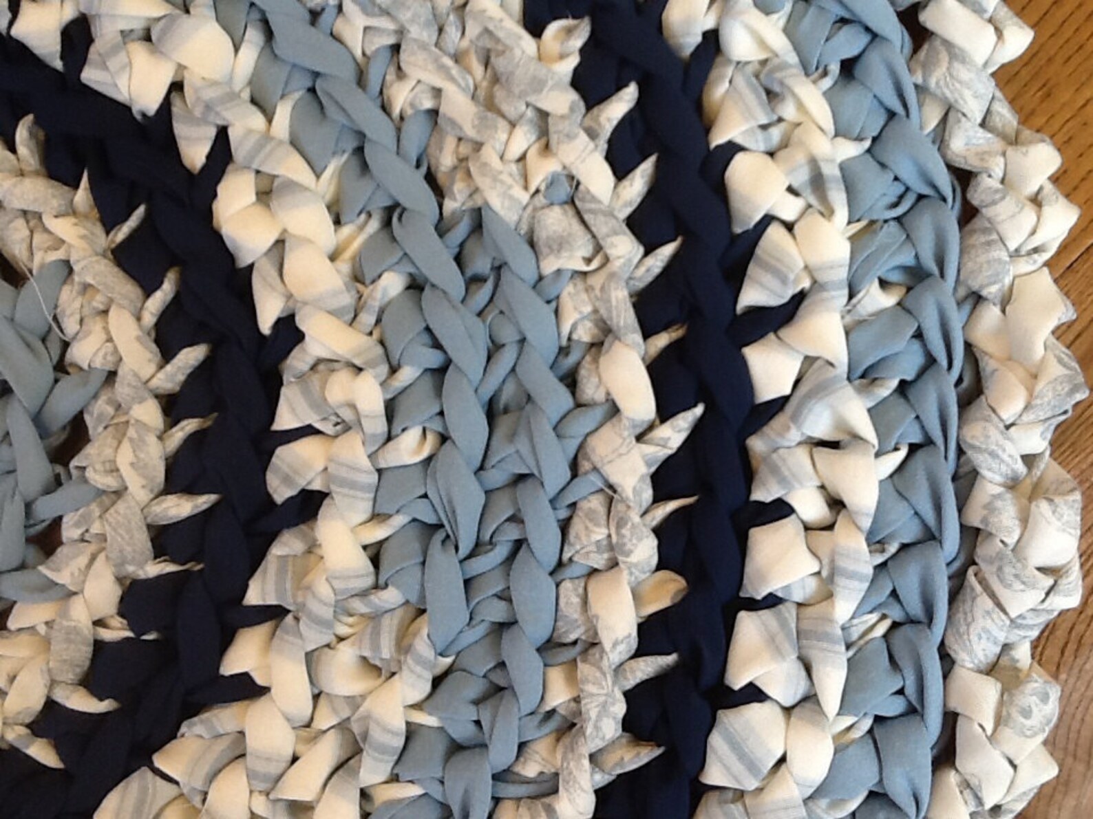 Rag Rug Blue 22.5 Crocheted Round Rag Rug Nursery Rug Etsy