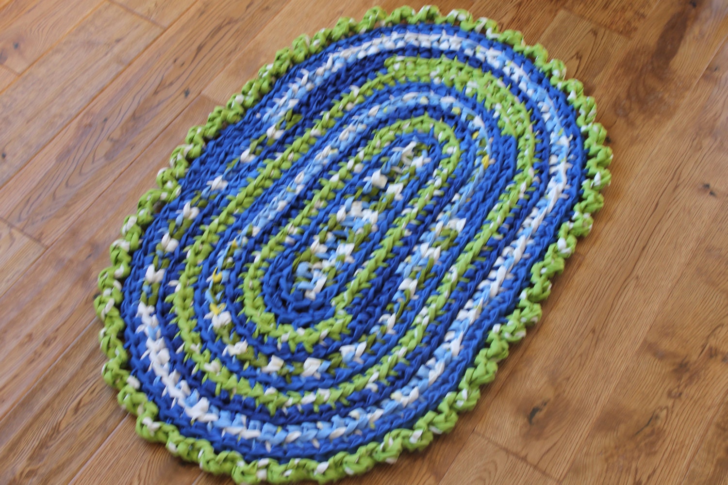 Cottage Chic Decor Rag Rug Shabby Chic Orange and White Rag Rug Crochet