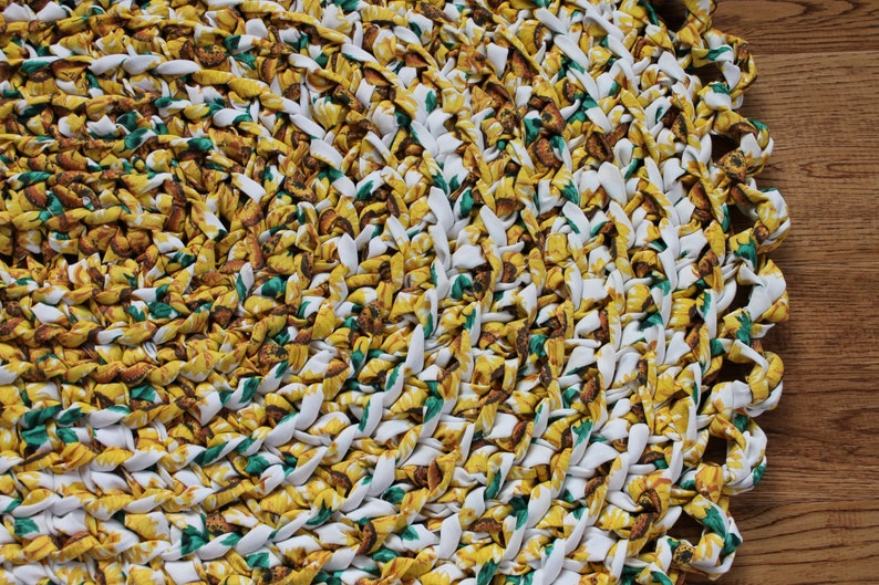 Rag Rug Yellow 26 X 40 Crochet Oval Rag Rug Etsy