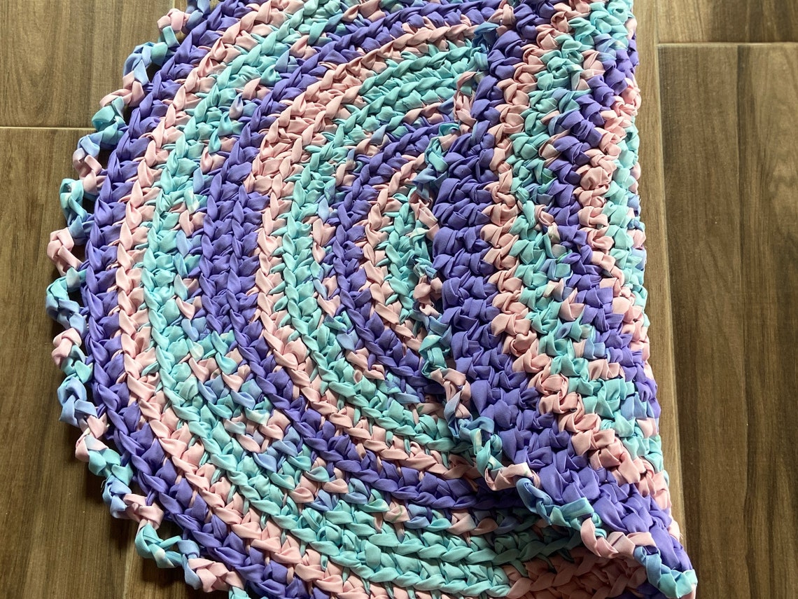 Rag Rug, Multi-colored Rag Rug, 29.5