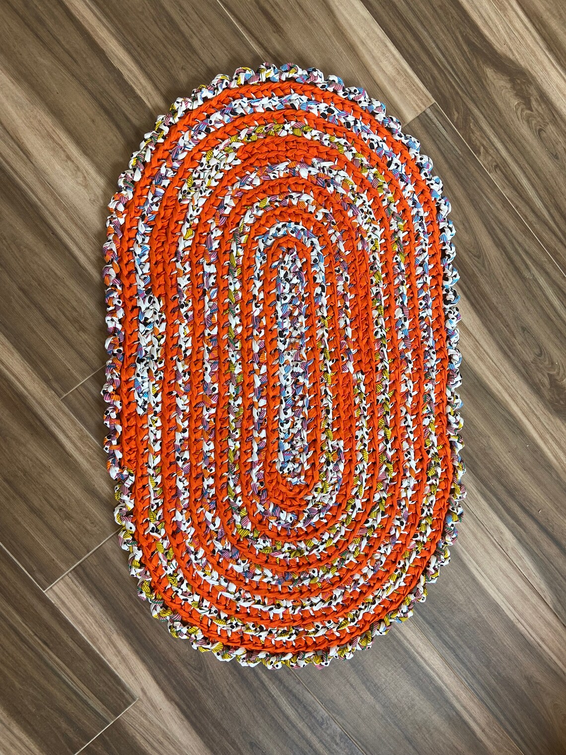 Orange Rag Rug 27 X 45' Crocheted Oval Rag Rug - Etsy