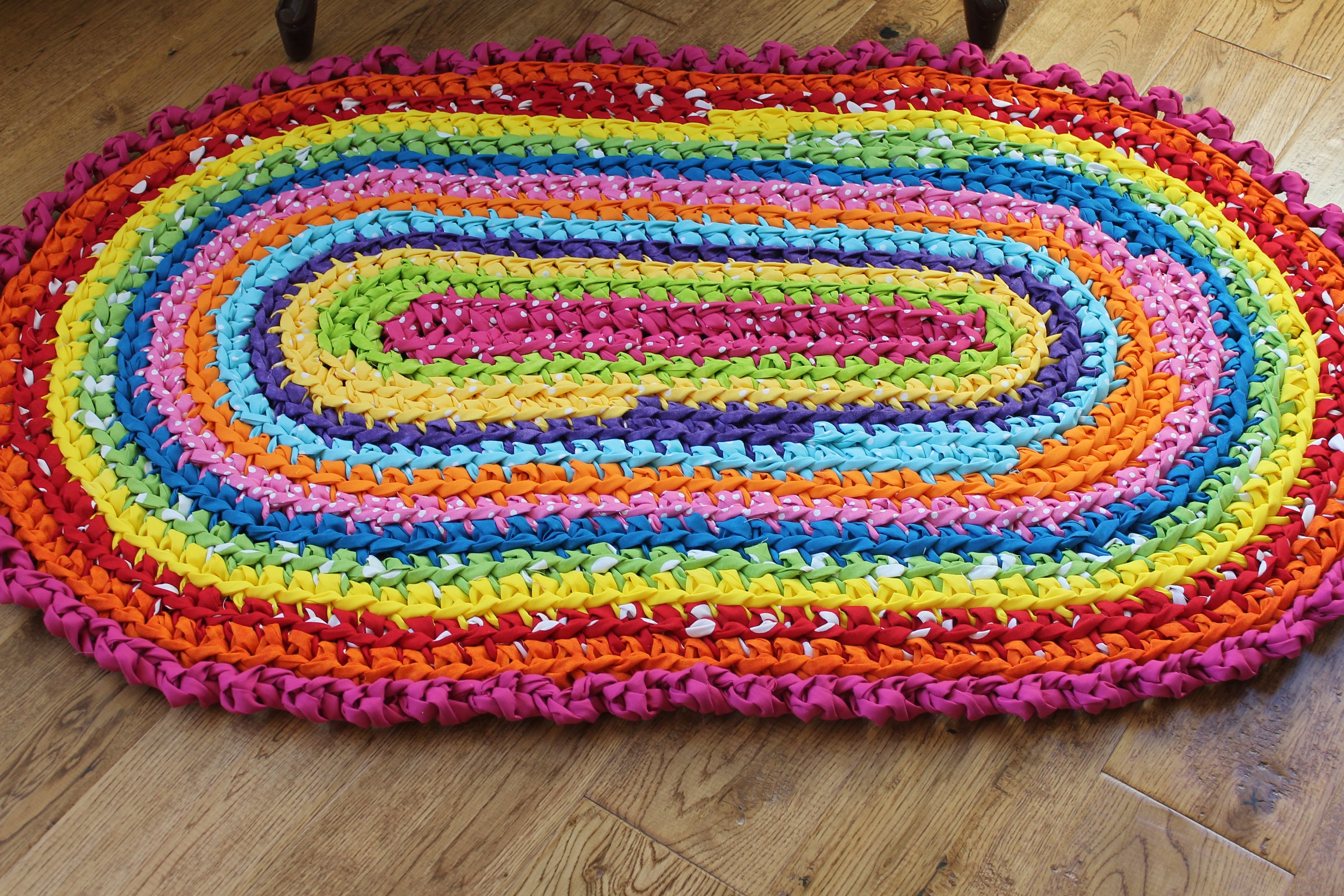 Multicolor Rag Rug 42.5 X 26 Crocheted Oval Rag Etsy