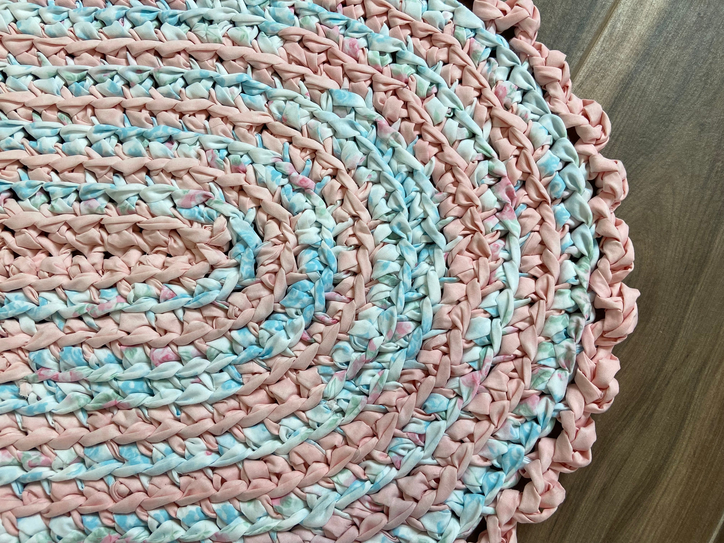 Light Blue Rag Rug Light Pink and Blue, Rag Rug, 23