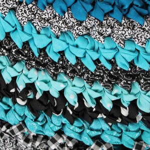 Rag Rug, Turquoise Rag Rug, 34 Crocheted, Round Rag Rug, Cottage Decor ...