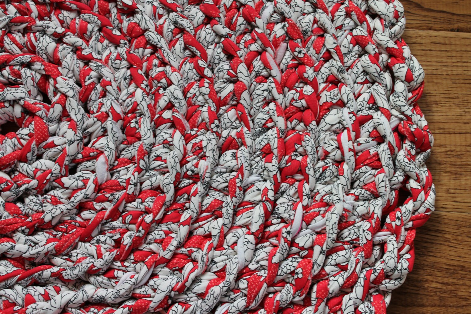 Rag Rug Red Rag Rug White Rag Rug 21.5 Crocheted | Etsy