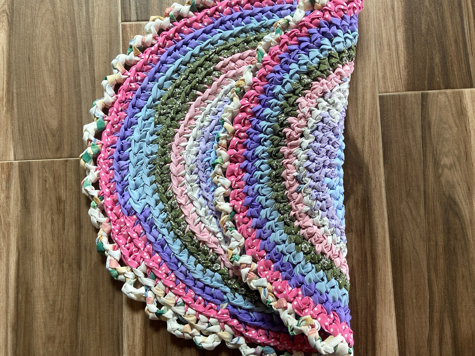 Rag Rug, Multi-colored Rag Rug, 28.5