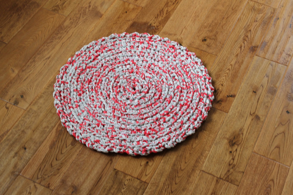 Rag Rug Red Rag Rug White Rag Rug 21.5 Crocheted - Etsy