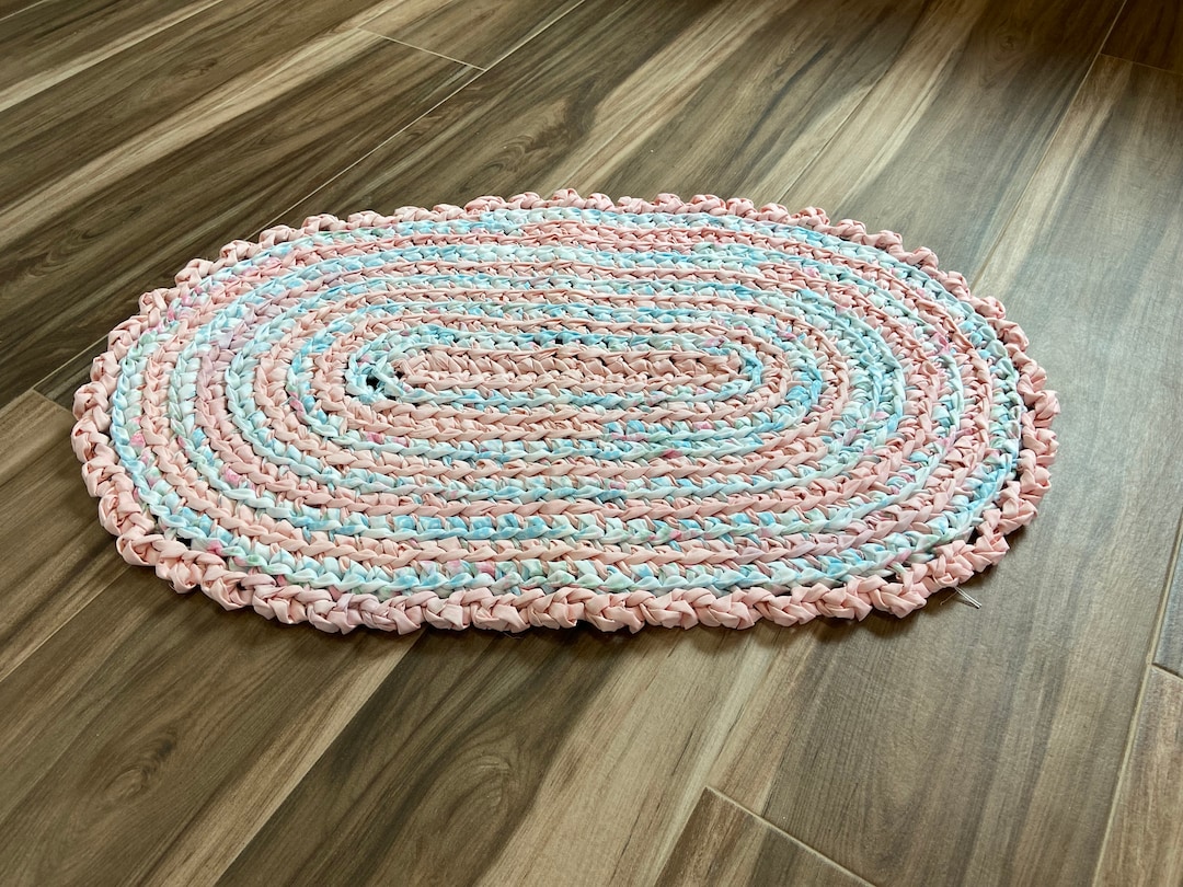 Light Pink and Blue, Rag Rug, 23