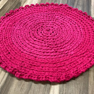 Rag Rug, Two-Toned Pink Rag Rug, 25&quot; Crocheted Round Rag Rug, Cottage Chic Decor, Shabby Chic, Crochet Rag Rug, Pink Rug, Nursery Rug