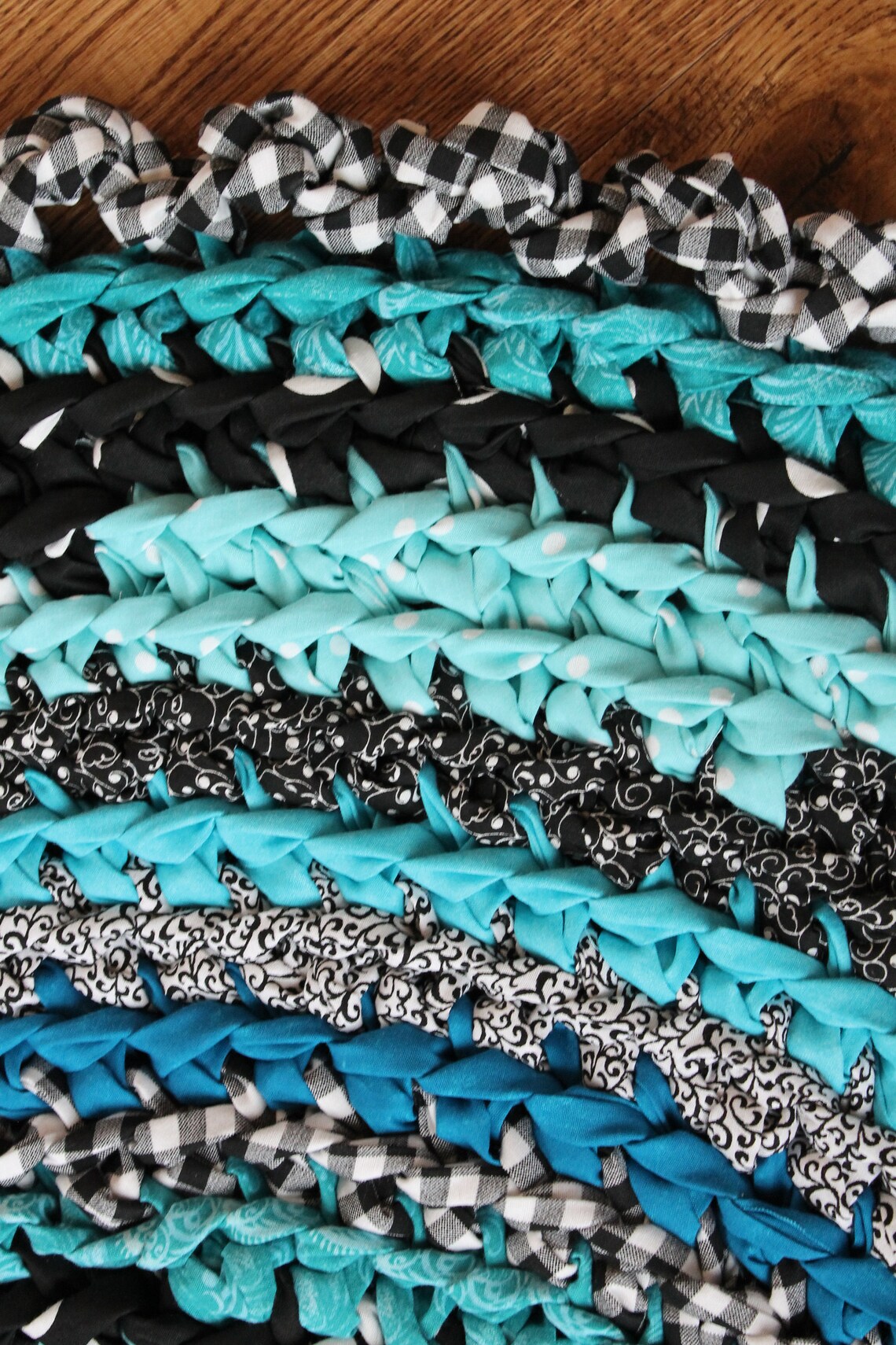 Rag Rug Turquoise Rag Rug 34 Crocheted Round Rag Rug - Etsy