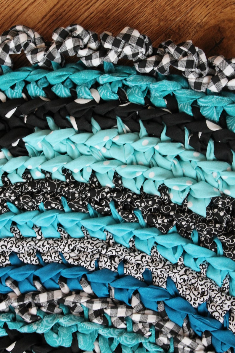 Rag Rug Turquoise Rag Rug 34 Crocheted Round Rag Rug - Etsy