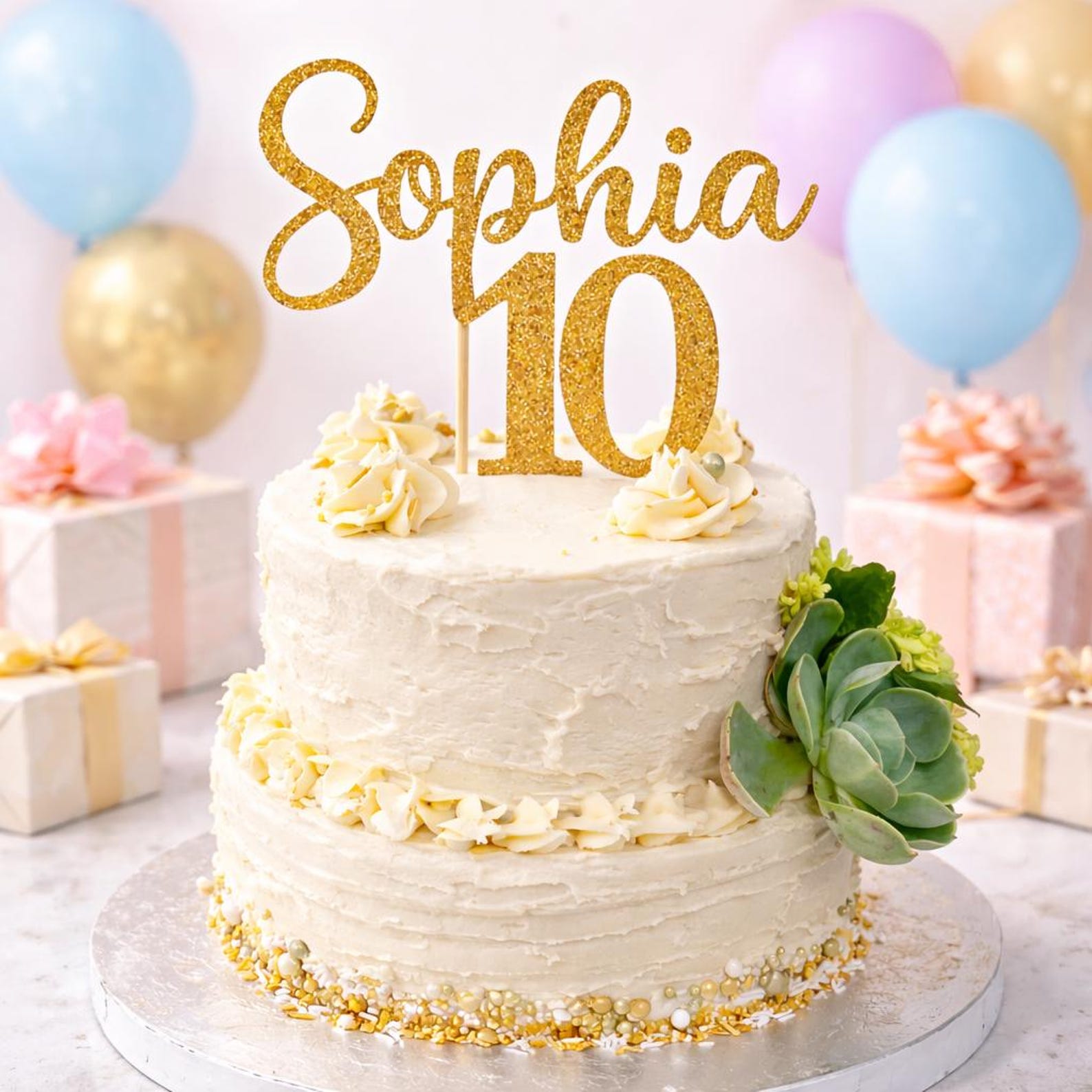 Personalized Glitter Birthday Cake Topper | Custom Name & Age - Etsy