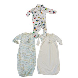 Pijamas vintage Carter's Baby Lote com 3 peças – Macacão de algodão macio dos anos 90 com estampa de patinhos