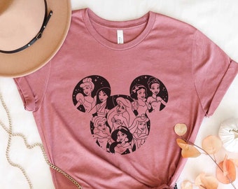 Disney Princesses T-shirt Princess Mickey Ears Shirt Disneyland Disney World Parks Family Shirts Youth Adult Toddler Sizes