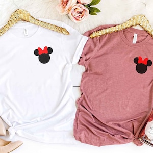 Minnie Ears Bow Shirt, Minnie Mouse Pocket Shirt, Disney World, Disneyland, Disney Trip Shirt, Disney Family Shirts