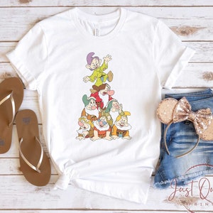 7 dwarfs T-shirt Disney Snow White Doc Grumpy Dopey Sleepy Dwarf easy costume Youth Adult toddler size Tee Shirts