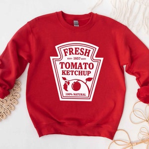 Ketchup Halloween Sweatshirt, Cosplay Party Shirt, Matching Condiment Shirts, Ketchup Relish Mustard Mayo Sriracha Halloween Sweaters