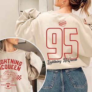 Lightning McQueen Piston Cup Racing 2 Sided Print Sweatshirt, McQueen 95, Disney Cars Sweatshirt, Disneyland, Disney World Sweater