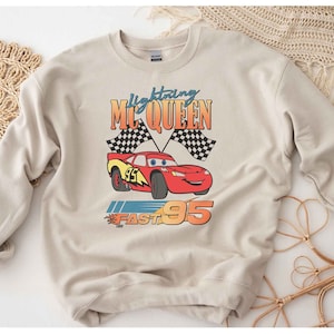 Lightning McQueen 95 Retro Style Sweatshirt, Cars Sweater, Vintage Style McQueen, Piston Cup Racing, Disneyland, Disneyworld Sweatshirt