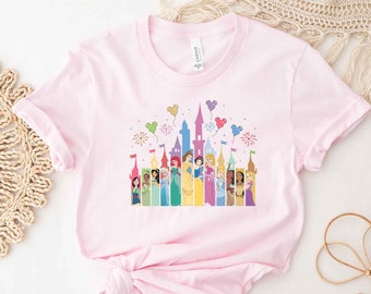 Disneyland princess Castle T-shirt Mickey Balloons | Disneyland Family Shirts Youth Adult Toddler Sizes